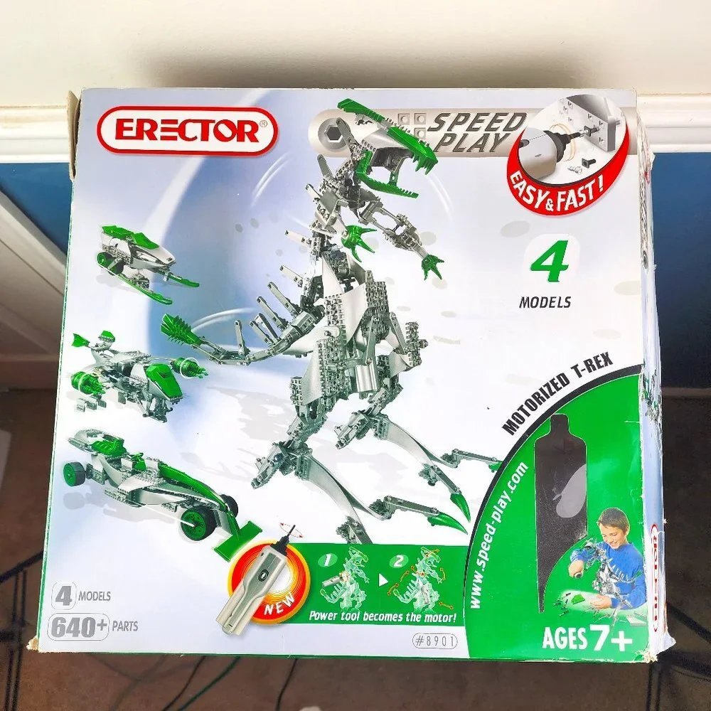 Erector Speed Play 4 Models Building Set Motorized T-Rex